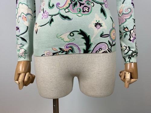 ETRO Milano Damen Pullover Seidenpullover mehrfarbig Blumen Langarm Größe 44 - Bild 4 von 17