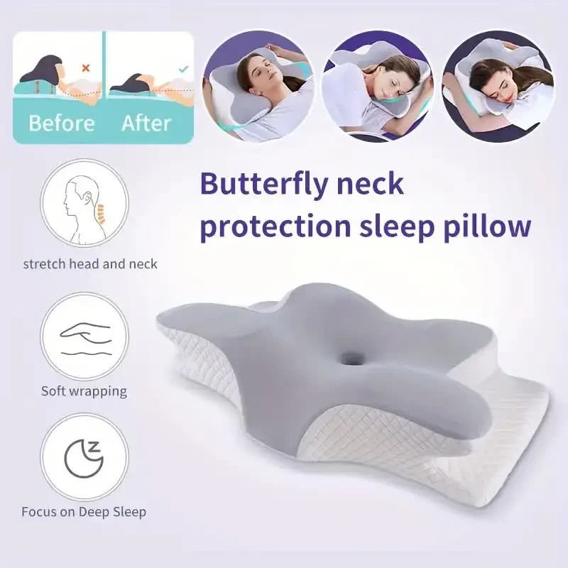 - Senza marca/Generico - - Cuscino Cervicale Ortopedico Memory Foam Antirussamento Apnea Notturna Sanitario - Miniatura 8