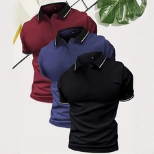 Men's Lightweight Polo Shirt Lapel Short Sleeve Golf Casual Sports Top