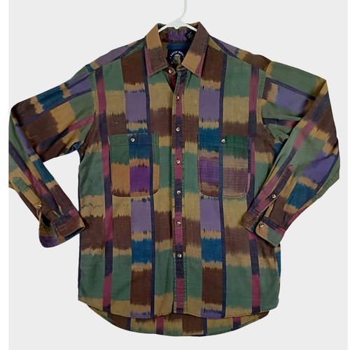 Vintage Gant Salty Dog Ikat Block Shirt Mens Medium Multicolor Cotton 90s Party