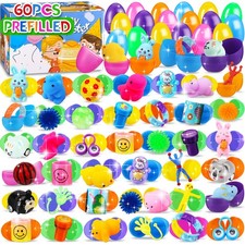60PCS Prefilled Easter Eggs with Toys Inside, Easter Basket Eggs Filled Stuff...