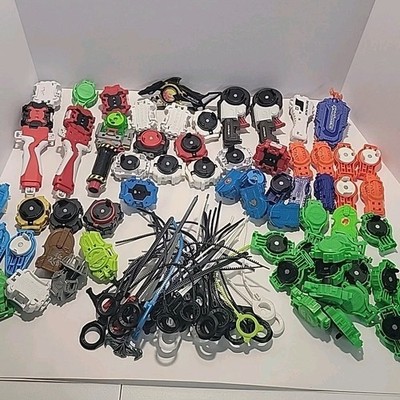 Massive Beyblades Lot With 60+ Beyblade Launchers And 38 Rip Cords Ripcord Mixed