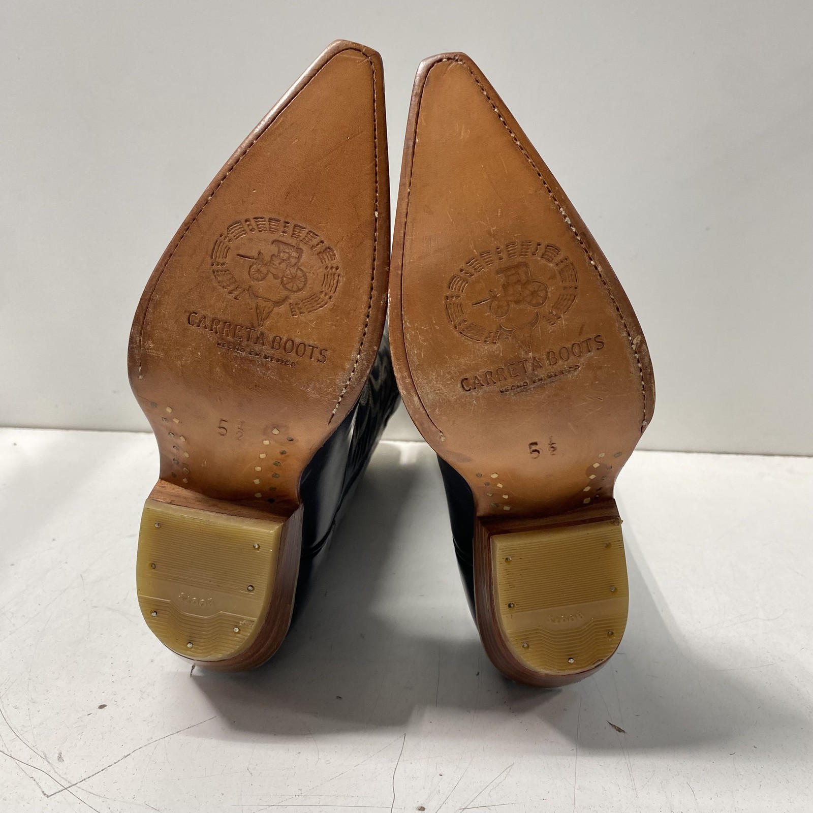 Carreta Boots Black Embroidered Leather Cowboy Bo… - image 7