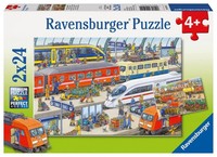 Kinderpuzzle 2X24 Teile - Trubel Am Bahnhof | 2 X 24-Teiliges Puzzle | Spiel