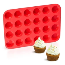 Best CAKETIME Silicone Muffin Pan Mini 24 Cups Cupcake Pan Nonstick Food Grade