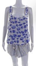 Thakoon 100 Silk Blue Abstract Print Sleeveless Romper Size 8