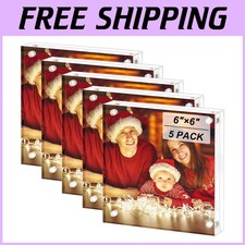 Double Sided 6x6 Acrylic Frames - Magnetic, Clear, 5 Pack
