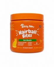 Zesty Paws Hairball Bites Gut Health 60 Chews for Cats Bacon Flavor  EXP 01/2028
