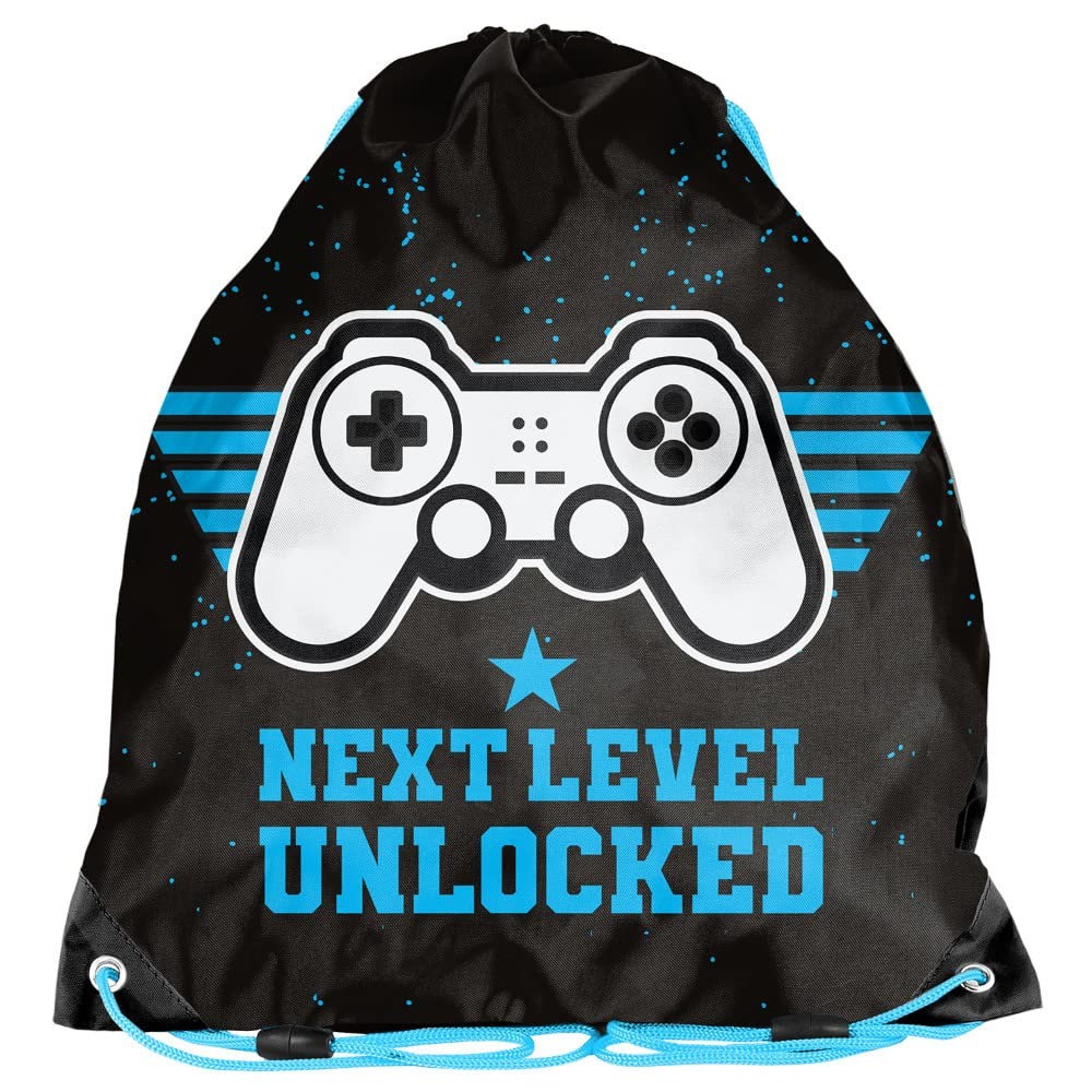 PASO Children's Gym Bag 36 x 32 cm Next Level Gaming Black/Blue (f3h)