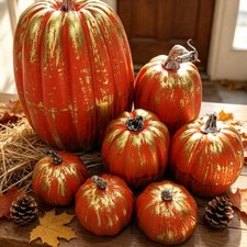 7 Pcs Halloween Foam Pumpkin Set Realistic Texture for Party Decoration