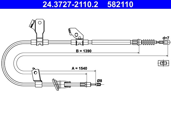 Zugdraht, Handbremse ATE 24.3727-2110.2 FüR OE MR955259-image