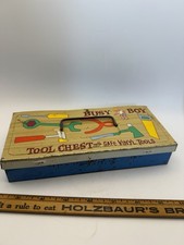 Vintage 1960s Ohio Art Busy Boy Tool Chest Tin/Metal Toy Box W/ Toy Utensils