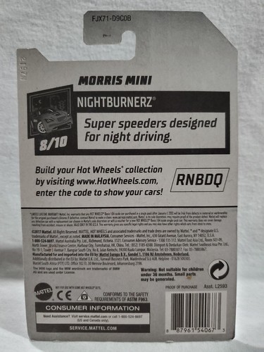 Morris Mini #65 Blue Hot Wheels Nightburnerz escala 1:64 2017 - Imagen 9 de 11