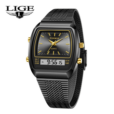 NEU Herren Quarzuhr Armbanduhr LED Digital Leuchtend Wasserdicht Männer Sportuhr