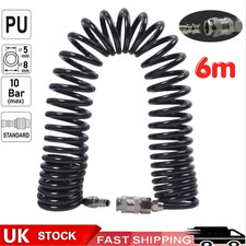 6M 1/4"BSP Flexible Air Compressor Recoil Hose Line Spring Tube Coil Spiral Pipe