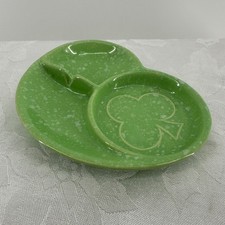 Shawnee Pottery Ashtray Green Excellent Vintage 411 Clover Speckle USA