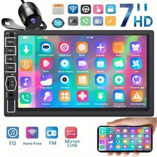 7" Double 2 DIN Car MP5 Player Bluetooth Touch Screen Stereo Radio With Camera
