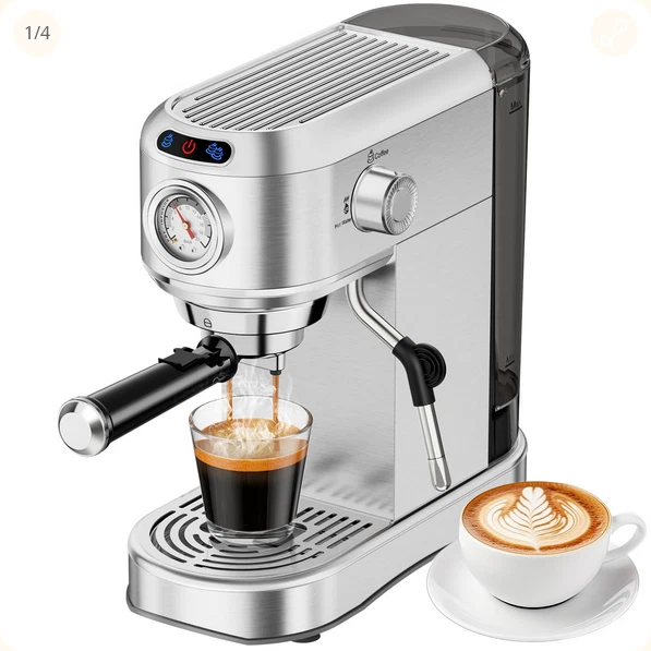 ANYCOLD Espresso Machine 20 Bar Compact Stainless Steel Express Coffee Steam Mi