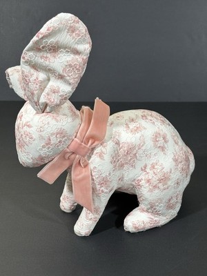    Bunny & Bean Pink & White Floral & Lace Fabric Spring Decorative Foam Bunny