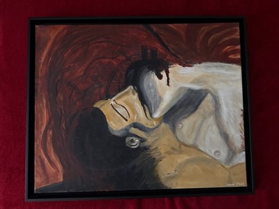 Franz Von Stuck. 2.0 Der Kuss Der Sphinx  53x44 Öl Auf Leinwand
