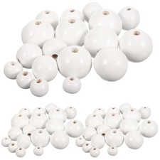 150 Pcs White Wooden Beads Round Loose Beads Bulk for Jewelry Craft Making
