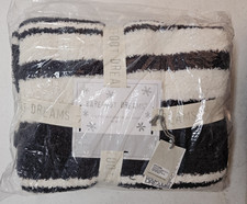 BAREFOOT DREAMS Cozy Chic Variegated Stripe Blanket SLATE /CREAM 45  X 60  NWT