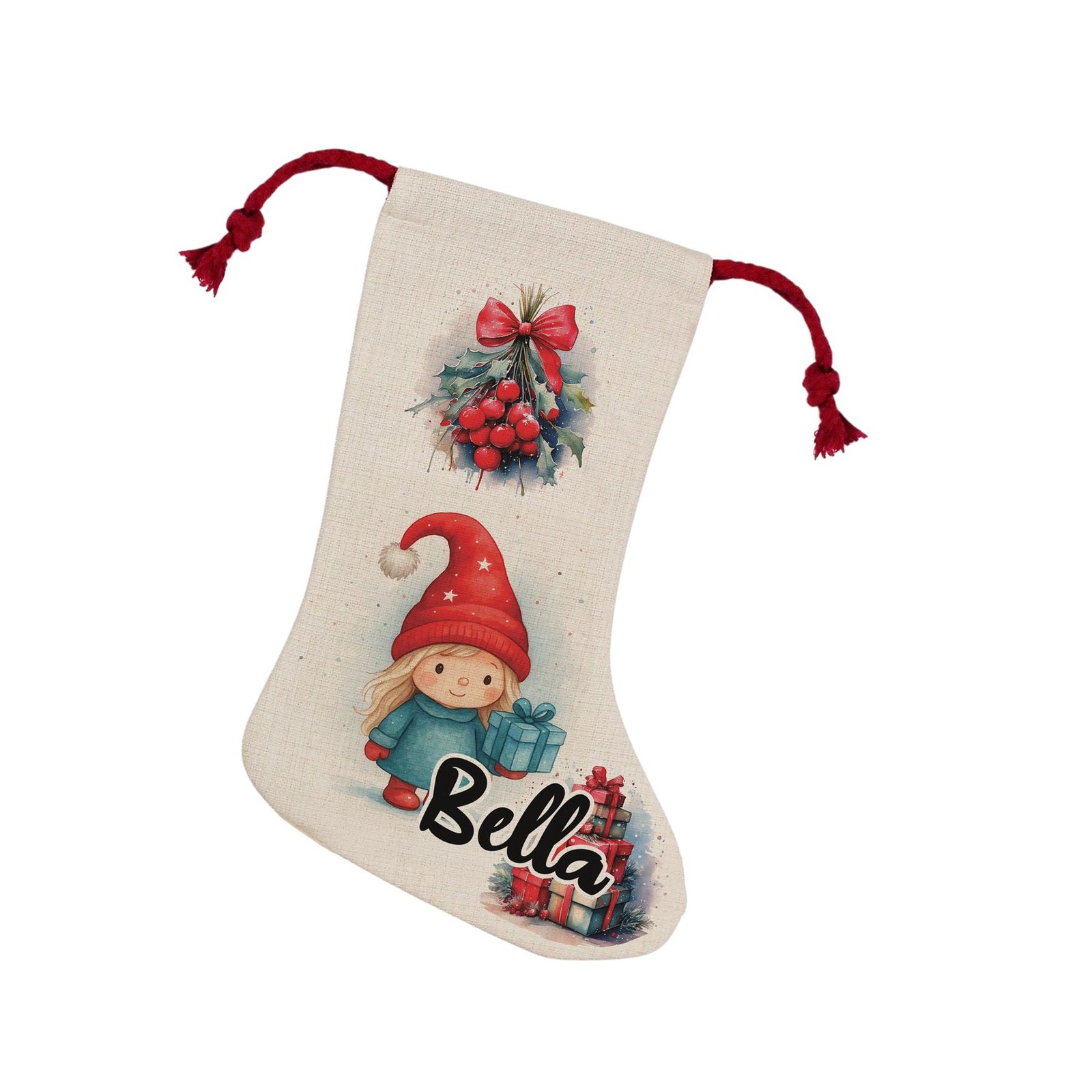 Purely Home Gonk Family Girl Personalised Christmas Stocking  - Gift For Girls