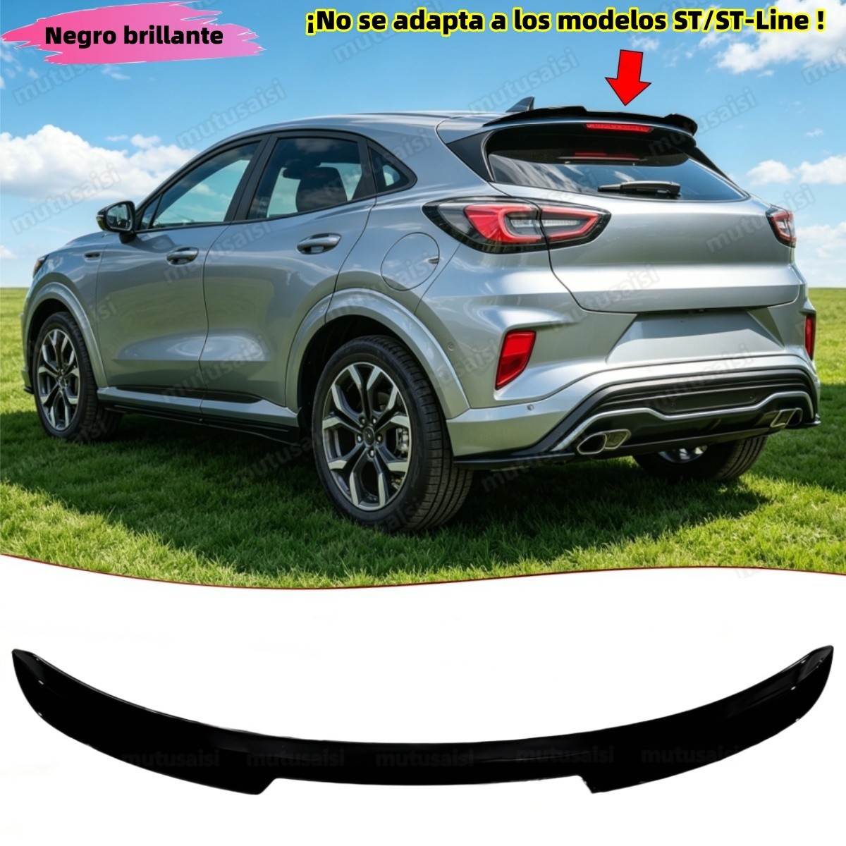 Extension de spoiler de toit premium finition noire pour Ford Puma II