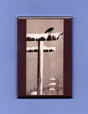OHARA KOSON *2X3 FRIDGE MAGNET* JAPANESE PAINTER ARTIST  PRINT CROW IN THE SNOW