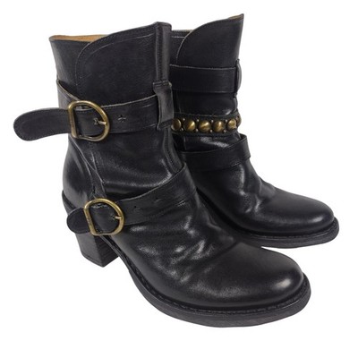 Fiorentini + Baker Boots Womens 9 Eternity Leather Moto Boots Buckles 713 Italy