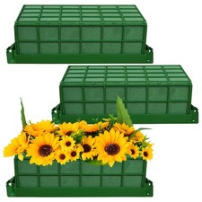 3 Pcs Green Rectangular Floral Foam Cage, Holds Fresh or Artificial Flowers, ...