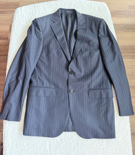 ERMENEGILDO ZEGNA TROFEO NAVY PINSTRIPE 85 WOOL/15 SILK SUIT SZ 40R TROFEO 600