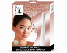 Pure Silk Dermaplane Facial Exfoliator Hair Remover LED Light Peach Fuzz Razor