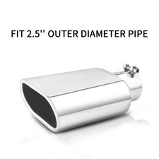 Silver 2.5 Inlet 3 Outlet 9 Length Exhaust Tip Rear Pipe Oval Slant Polished Silver 2.5 Inlet 3 Outlet 9 Length Exhaust Tip Rear Pipe Oval Slant Polished
