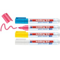 Edding 95 4 X Glasmarker Hell Weiß Gelb Pink Hellblau Glas Marker Glasstift Neu