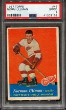 1957-58 Topps #46 Norm Ullman Detroit Red Wings - Rookie Card - PSA 2 Good 