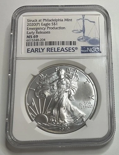 2020 P $1 American Silver Eagle Coin Emergency Production NGC MS 69