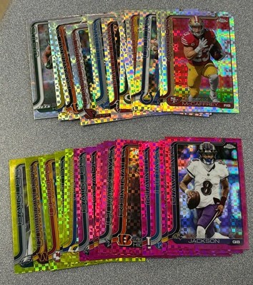 2025 Topps Chrome Football PYP X-Fractors Pink Lime Green Lamar Gibbs St. Brown
