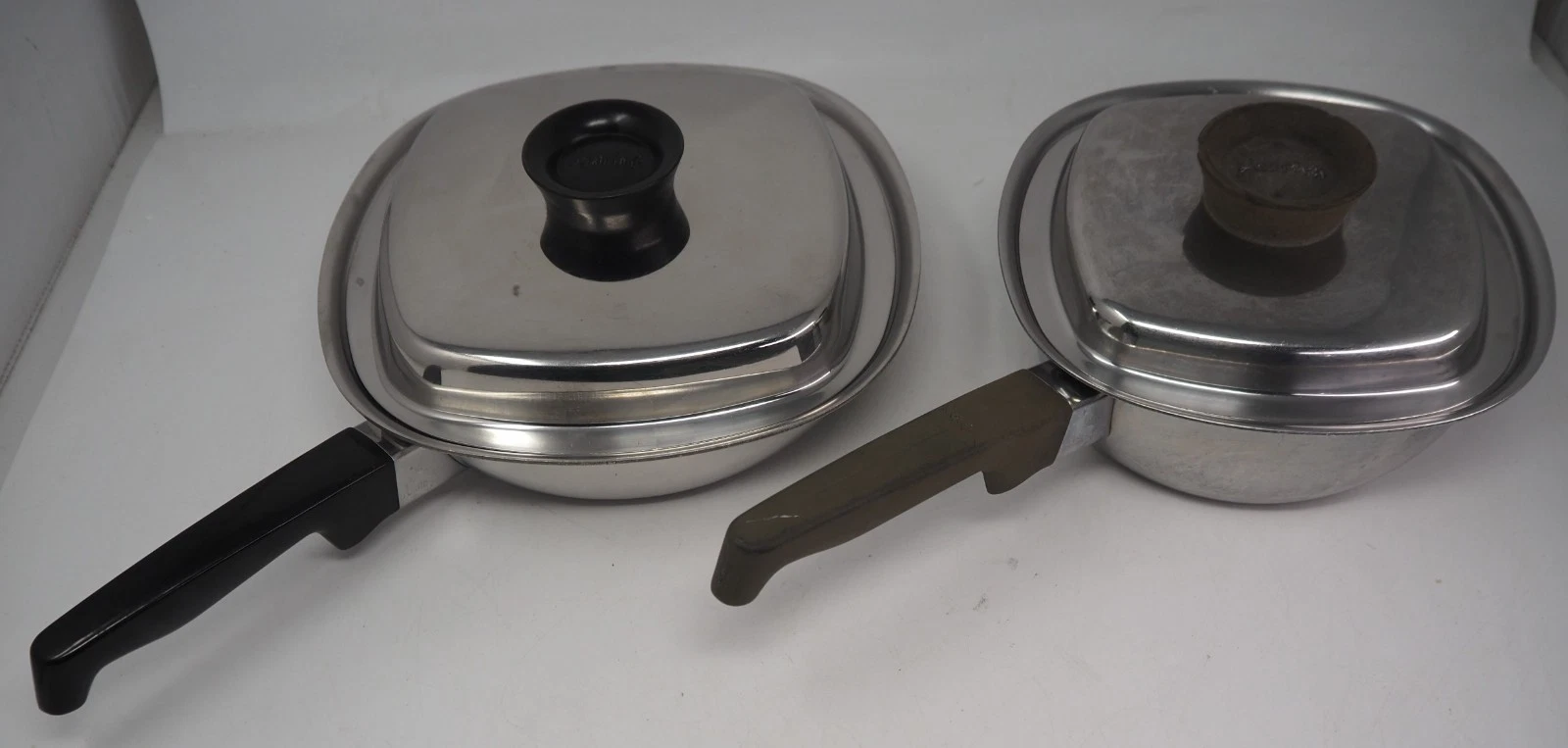 Set Of 2 Vintage Aristo Craft Sauce Pans w/ Lids 8.5" & 10.5" Skillets