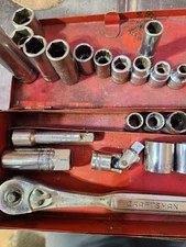 3/8 Ratchet and Socket Set Mixed Brand. Vintage Used Condition Made In USA