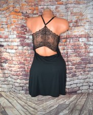 Victorias Secret Medium Intimate Slip Dress Babydoll Lace Chemise Black Lace