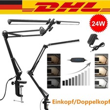 LED Schreibtischlampe Doppelkopf 24W Tischlampe dimmbar Leselampe Büroleuchte