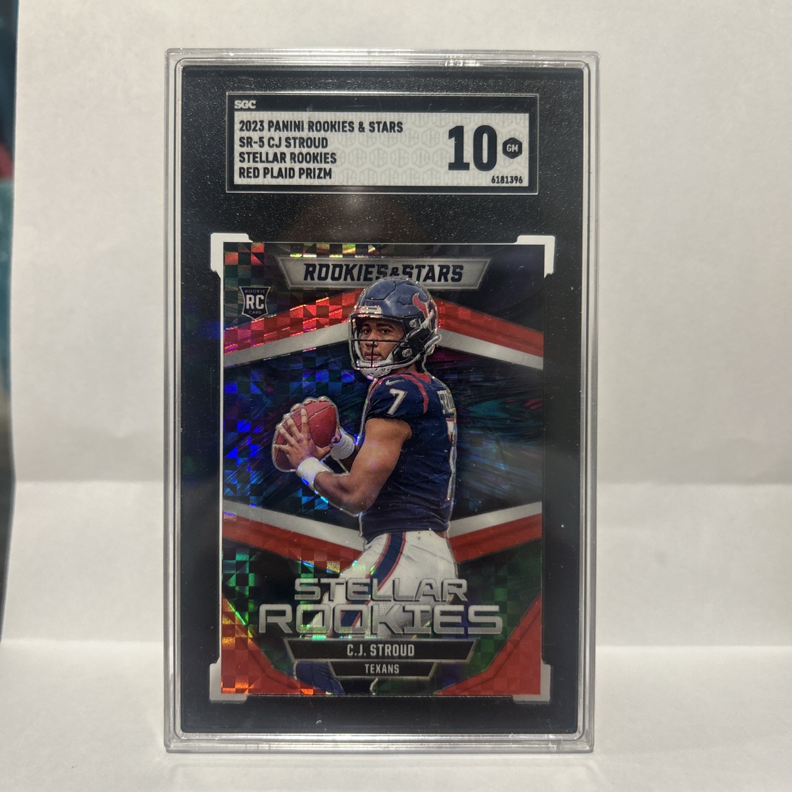 2023 Panini Rookies & Stars Stellar Rookies C.J. Stroud #SR-5 Red Plaid SGC 10