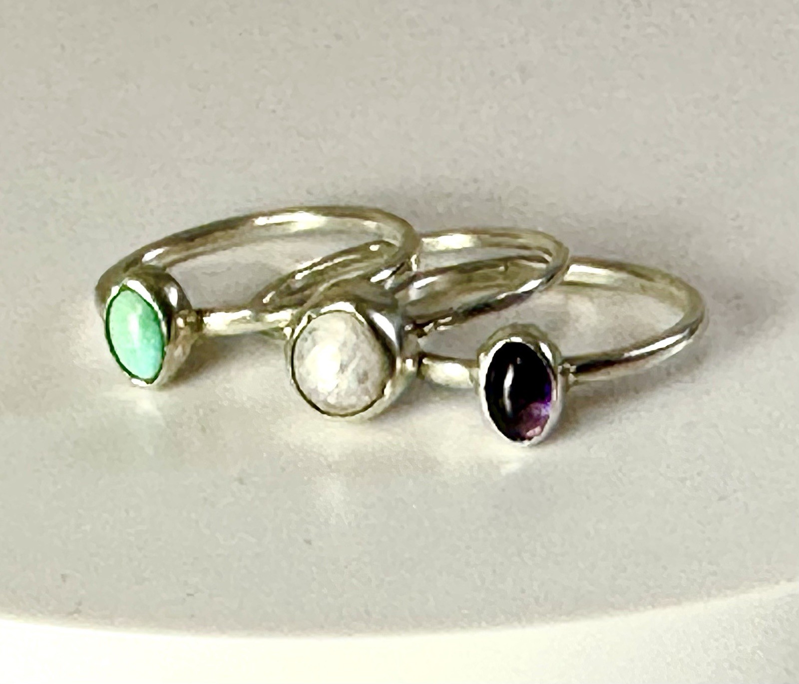 3 Sterling Silver and Stackable Turquoise, Mother… - image 3