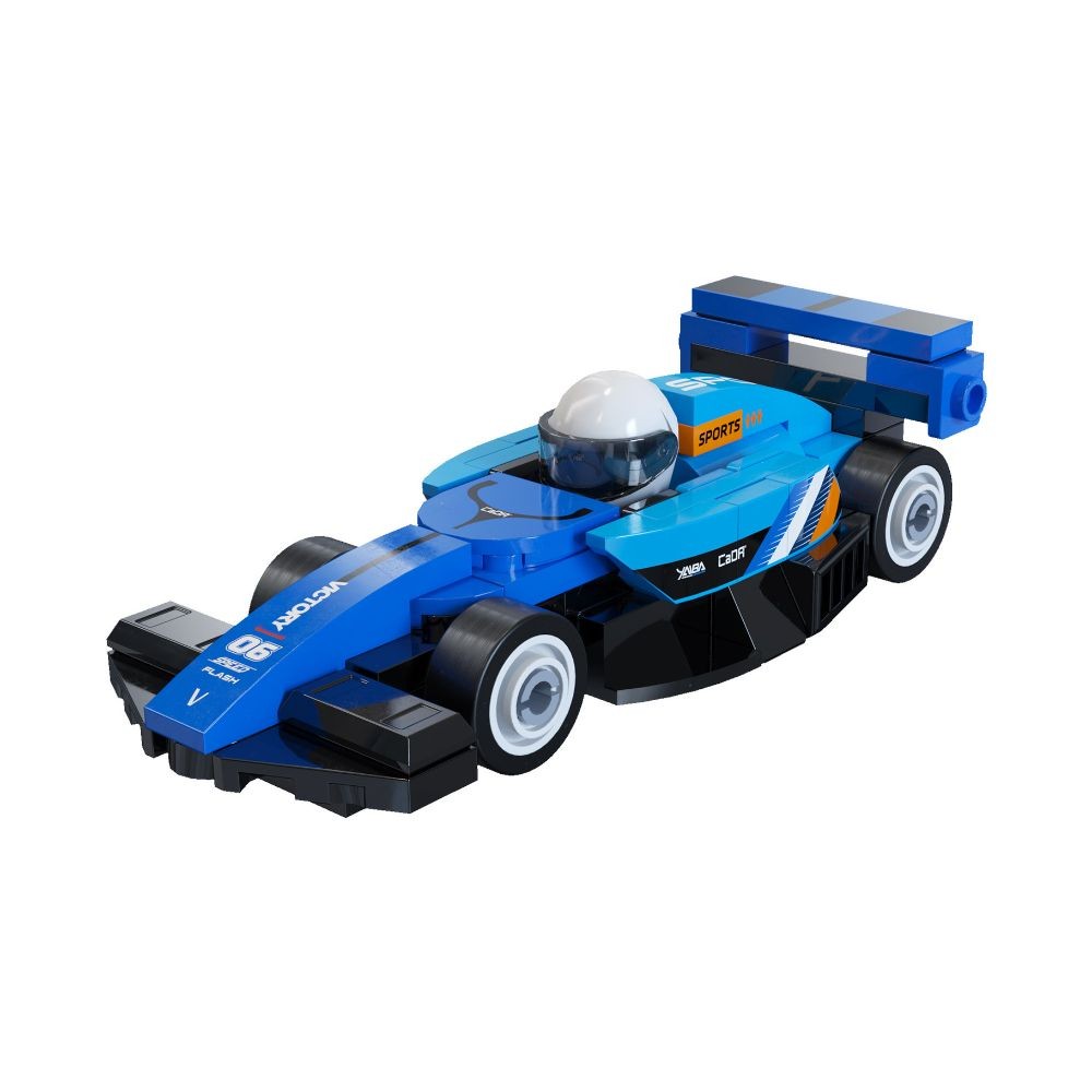 CaDa C55106W Mini Blue Circuit Racing Car 1:48 Scale Brick Building Kit