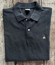 BROOKS BROTHERS SLIM FIT PERFORMANCE POLO SHIRT GRAY MENS LARGE EXCELLENT