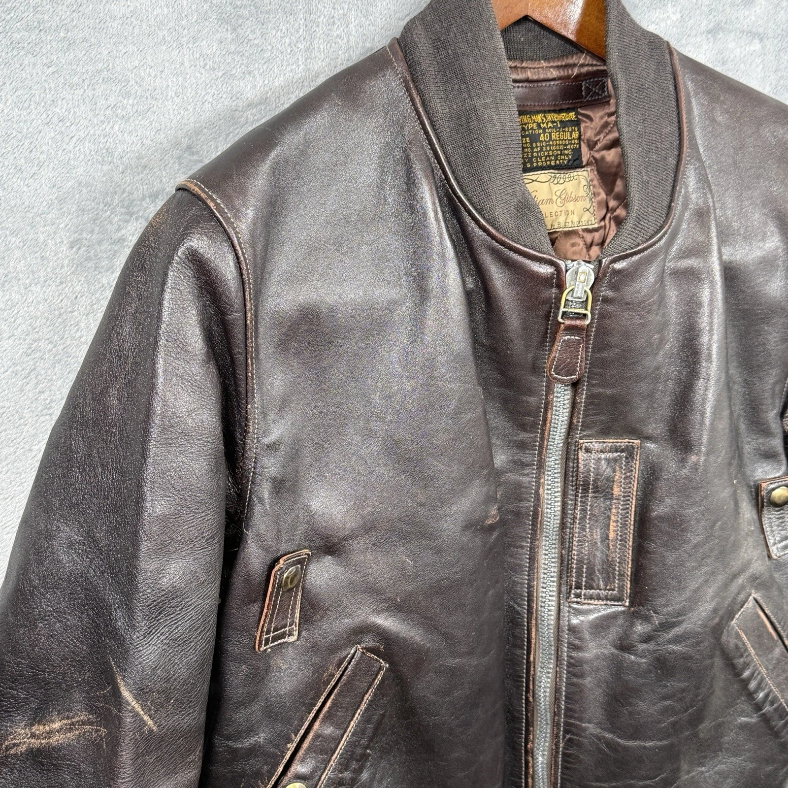 Buzz Rickson's William Gibson MA-1 Leather Flight Jacket Size 40 - product detail image 4