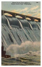 Postcard POWER PLANT SCENE Grand Coulee Dam Washington WA d/20 AT9333