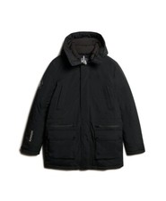 Image of Superdry City Padded Hooded Parka Jacket Longline Black Quilted Coat grey