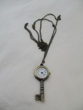 Key Shaped Pendant Watch, Metal Case Chain